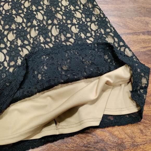 S.L. Fashions Elegant Black Floral Lace V-Neck With Satin Waistband Dress Size 4 - Picture 6 of 10